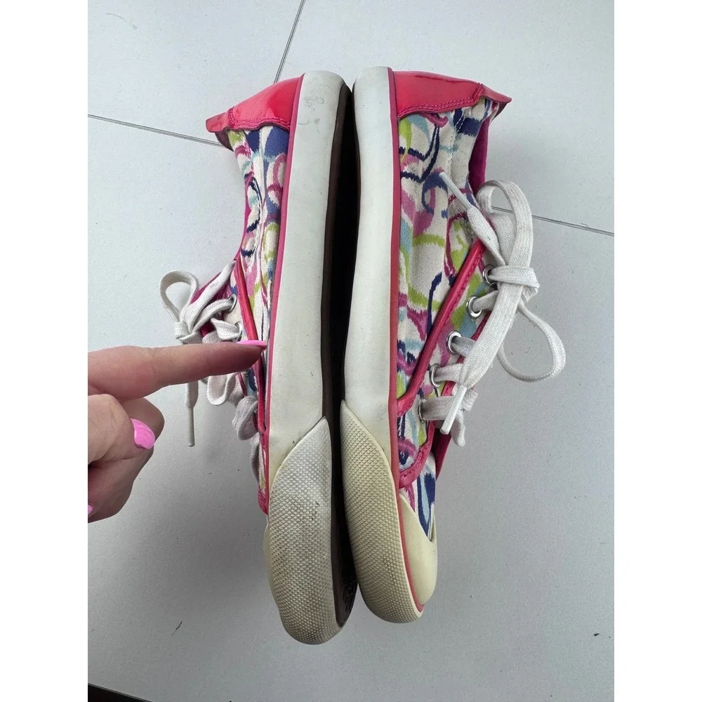 Coach Barrett Poppy canvas sneakers Signature Pattern Tennis Shoes Size‎ 8.5B
